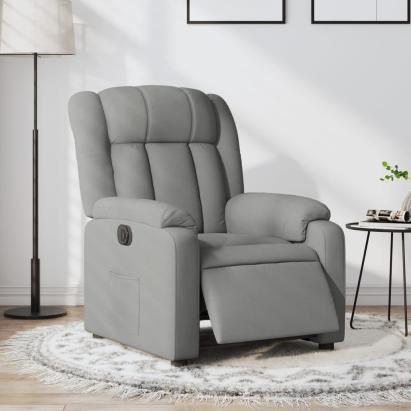 Fotoliu rabatabil electric, gri deschis, textil GartenMobel Dekor