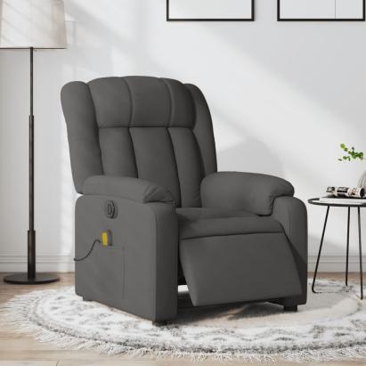 Fotoliu electric de masaj rabatabil, gri închis, textil GartenMobel Dekor