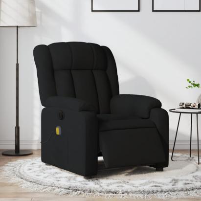 Fotoliu electric de masaj rabatabil, negru, textil GartenMobel Dekor