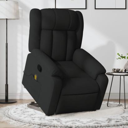 Fotoliu rabatabil de masaj, cu ridicare, negru, material textil GartenMobel Dekor