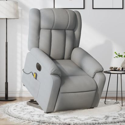 Fotoliu electric masaj rabatabil cu ridicare, gri închis textil GartenMobel Dekor