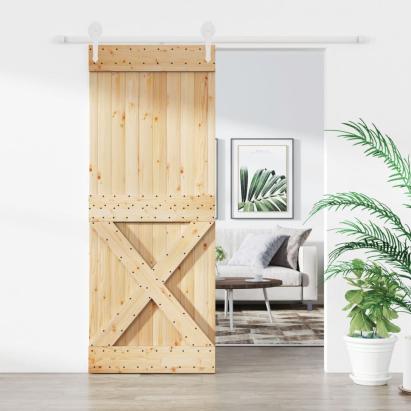 Ușă glisantă cu set feronerie, 90x210 cm, lemn masiv de pin GartenMobel Dekor