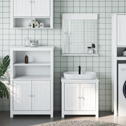 Set mobilier baie, 3 piese, „BERG”, alb, lemn masiv de pin GartenMobel Dekor