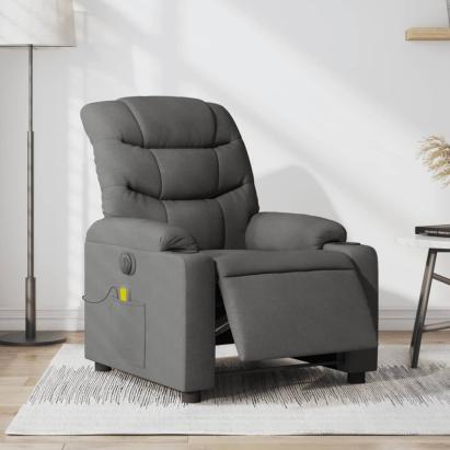 Fotoliu electric de masaj rabatabil, gri închis, textil GartenMobel Dekor