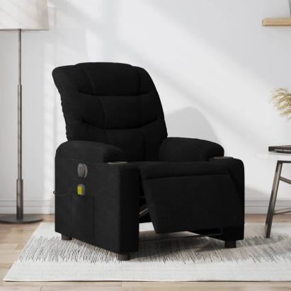 Fotoliu electric de masaj rabatabil, negru, textil GartenMobel Dekor