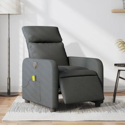 Fotoliu electric de masaj rabatabil, gri închis, textil GartenMobel Dekor