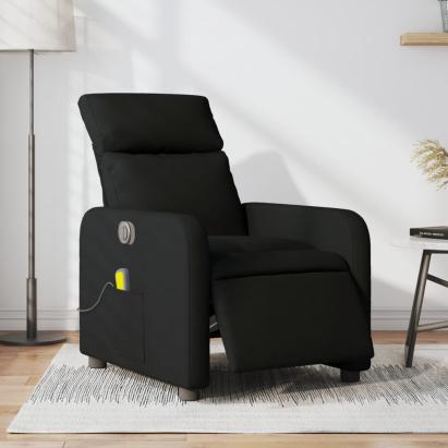 Fotoliu electric de masaj rabatabil, negru, textil GartenMobel Dekor