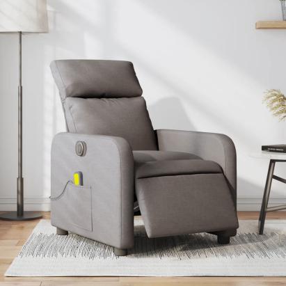 Fotoliu electric de masaj rabatabil, gri taupe, textil GartenMobel Dekor