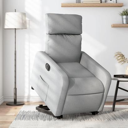 Fotoliu electric rabatabil cu ridicare, gri deschis, textil GartenMobel Dekor