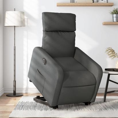 Fotoliu electric rabatabil cu ridicare, gri închis, textil GartenMobel Dekor