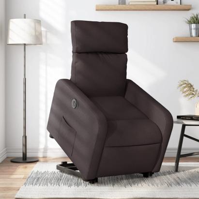 Fotoliu electric rabatabil cu ridicare, maro închis, textil GartenMobel Dekor
