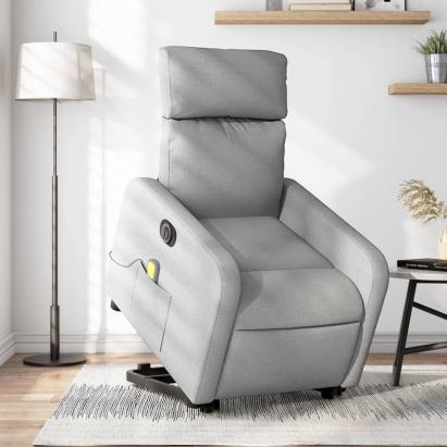 Fotoliu electric masaj rabatabil cu ridicare, gri închis textil GartenMobel Dekor