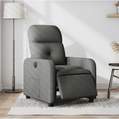 Fotoliu rabatabil electric, gri închis, material textil GartenMobel Dekor