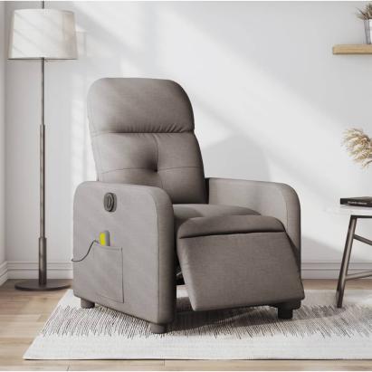 Fotoliu electric de masaj rabatabil, gri taupe, textil GartenMobel Dekor