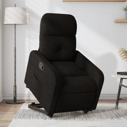 Fotoliu rabatabil cu ridicare pe verticală, negru, textil GartenMobel Dekor