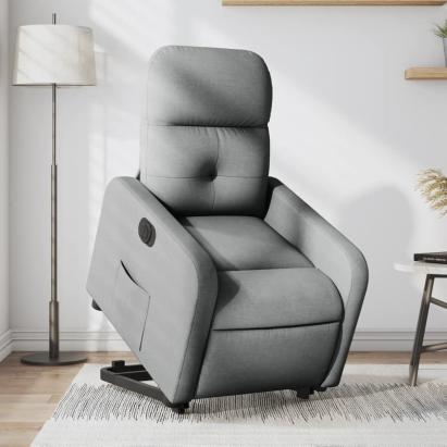 Fotoliu electric rabatabil cu ridicare, gri deschis, textil GartenMobel Dekor