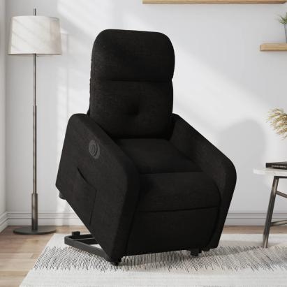 Fotoliu electric rabatabil cu ridicare, negru, textil GartenMobel Dekor
