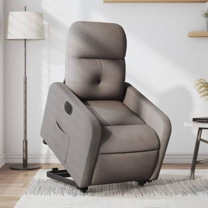 Fotoliu electric rabatabil cu ridicare, gri taupe, textil GartenMobel Dekor