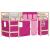 Pat etajat de copii cu perdele, roz, 80x200 cm, lemn masiv pin GartenMobel Dekor