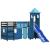 Pat etajat de copii cu turn albastru 80x200 cm lemn masiv pin GartenMobel Dekor