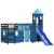 Pat etajat de copii cu turn albastru 80x200 cm lemn masiv pin GartenMobel Dekor