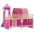 Pat etajat de copii cu turn, roz, 80x200 cm, lemn masiv pin GartenMobel Dekor