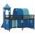 Pat etajat de copii cu turn albastru 80x200 cm lemn masiv pin GartenMobel Dekor