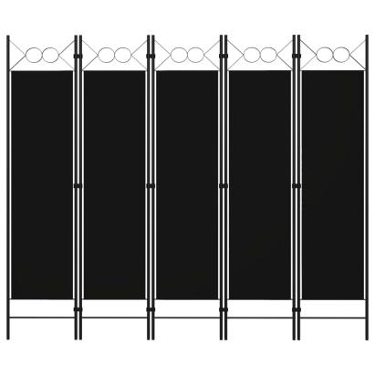 Paravan de cameră cu 5 panouri, negru, 200 x 180 cm GartenMobel Dekor