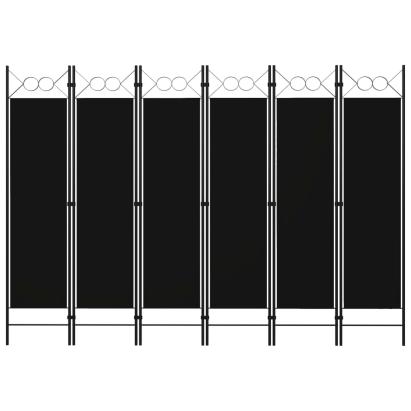 Paravan de cameră cu 6 panouri, negru, 240 x 180 cm GartenMobel Dekor