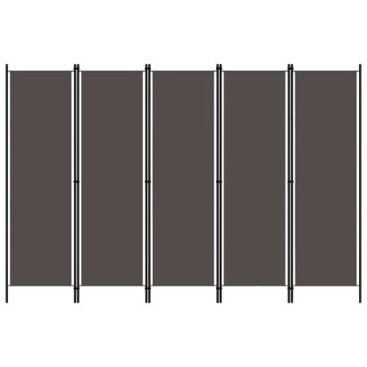 Paravan de cameră cu 5 panouri, antracit, 250 x 180 cm GartenMobel Dekor