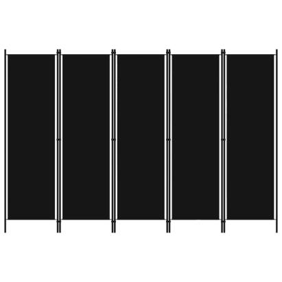 Paravan de cameră cu 5 panouri, negru, 250 x 180 cm GartenMobel Dekor