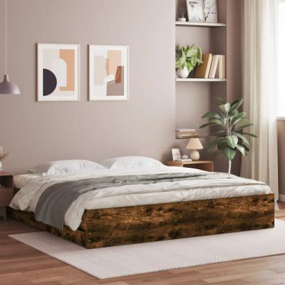 Cadru de pat cu sertare stejar fumuriu 160x200cm lemn prelucrat GartenMobel Dekor