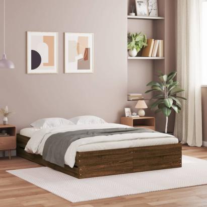 Cadru de pat cu sertare, stejar maro, 140x200 cm lemn prelucrat GartenMobel Dekor