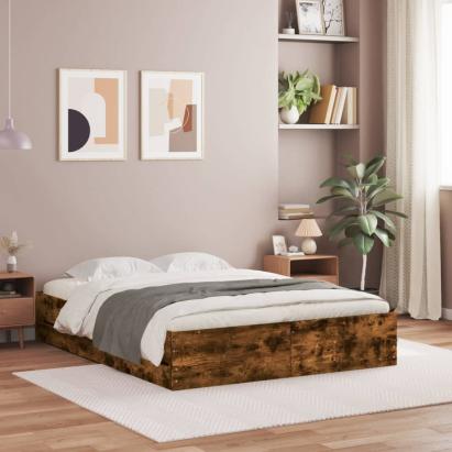 Cadru pat cu sertare stejar fumuriu 140x190 cm lemn prelucrat GartenMobel Dekor