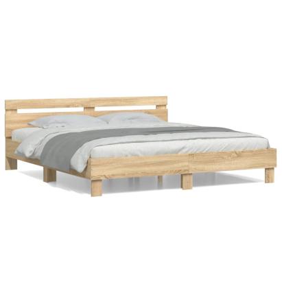 Cadru de pat cu tăblie stejar sonoma 160x200 cm lemn prelucrat GartenMobel Dekor