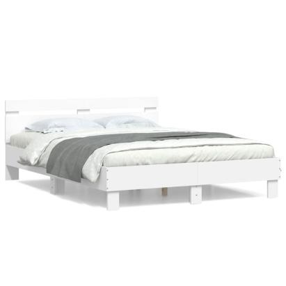 Cadru de pat cu tăblie, alb, 150x200 cm, lemn prelucrat GartenMobel Dekor