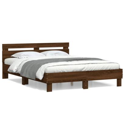 Cadru de pat cu tăblie, stejar maro, 150x200 cm, lemn prelucrat GartenMobel Dekor