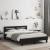Cadru de pat cu tăblie, negru, 140x200 cm, lemn prelucrat GartenMobel Dekor