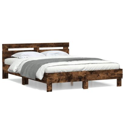 Cadru de pat cu tăblie stejar fumuriu 140x200 cm lemn prelucrat GartenMobel Dekor