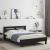 Cadru de pat cu tăblie, negru, 120x200 cm, lemn prelucrat GartenMobel Dekor