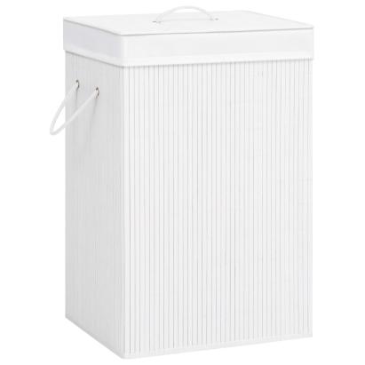Coș de rufe din bambus cu 2 secțiuni, alb, 72 L GartenMobel Dekor