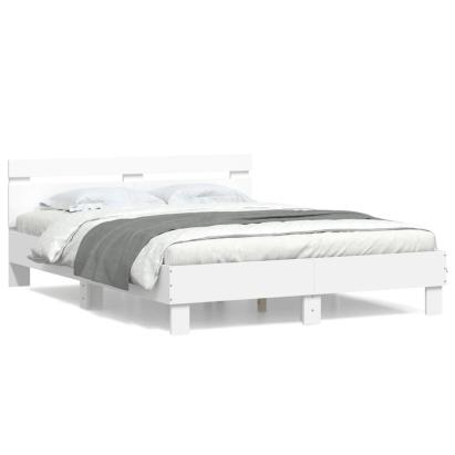 Cadru de pat cu tăblie, alb, 140x190 cm, lemn prelucrat GartenMobel Dekor