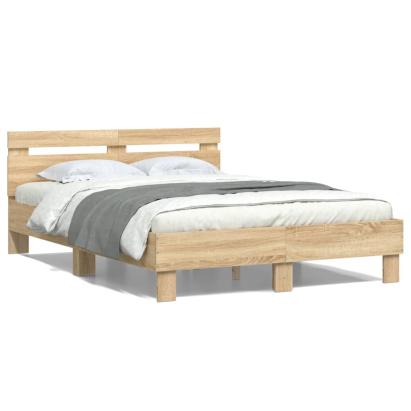 Cadru de pat cu tăblie stejar sonoma 135x190 cm lemn prelucrat GartenMobel Dekor