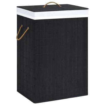 Coș de rufe din bambus cu 2 secțiuni, negru, 72 L GartenMobel Dekor