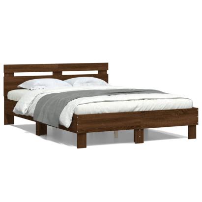 Cadru de pat cu tăblie stejar maro 120x190 cm lemn prelucrat GartenMobel Dekor