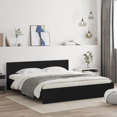 Cadru de pat cu tăblie, negru, 160x200 cm GartenMobel Dekor