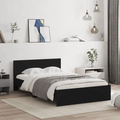 Cadru de pat cu tăblie, negru, 120x190 cm GartenMobel Dekor