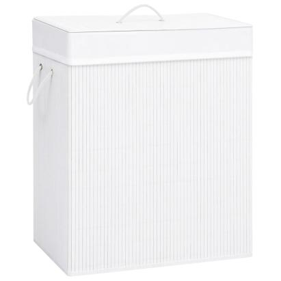 Coș de rufe din bambus cu o secțiune, alb, 83 L GartenMobel Dekor