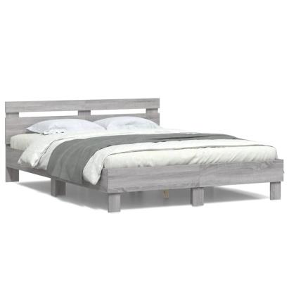 Cadru de pat cu tăblie și LED, gri sonoma, 150x200 cm GartenMobel Dekor