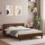 Cadru de pat cu tăblie și LED, stejar maro, 150x200 cm GartenMobel Dekor
